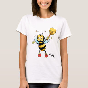 Schattige honingbij met hart & monogram t-shirt