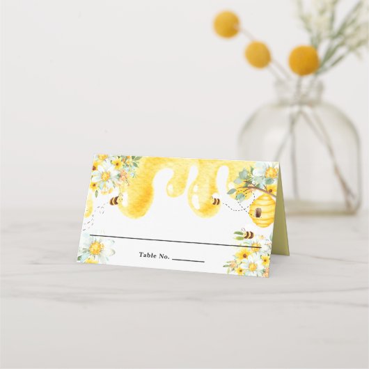 Schattige honingbijen Geel bloemig baby shower (Achterkant)