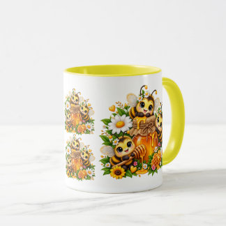Schattige honingbijen wilde bloemen honingpotje sp mok