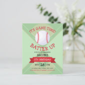 Schattige Honkbal & Lint Budget Verjaardagsuitnodi (Staand voorkant)