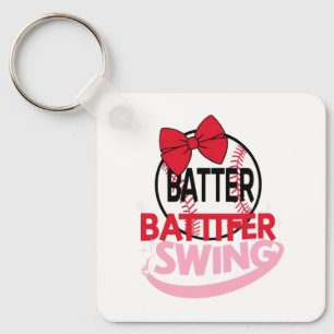 Schattige honkbal-thema "Batter Swing" ontwerp Sleutelhanger