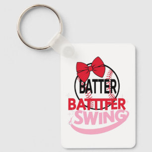 Schattige honkbal-thema "Batter Swing" ontwerp Sleutelhanger
