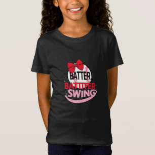 Schattige honkbal-thema "Batter Swing" ontwerp T-shirt