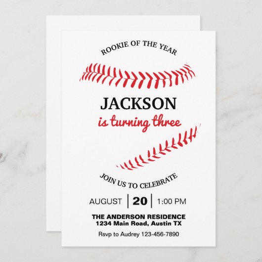 Schattige honkbal verjaardagsfeest kaart (Voorkant / Achterkant)