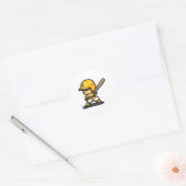 Schattige honkballiefhebber in Cartoon stijl Ronde Sticker (Envelop)