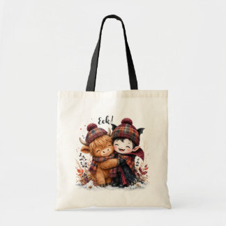 Schattige Hoogland Koe en Vampier Halloween Waterv Tote Bag