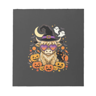 Schattige Hoogland Koe Heks Halloween Pompoen Fees Notitieblok