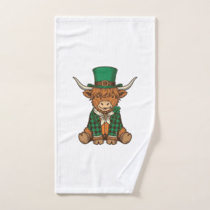 Schattige Hoogland Koe Ierse Klaver Vintage T-shir Handdoek