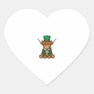 Schattige Hoogland Koe Ierse Klaver Vintage T-shir Hart Sticker