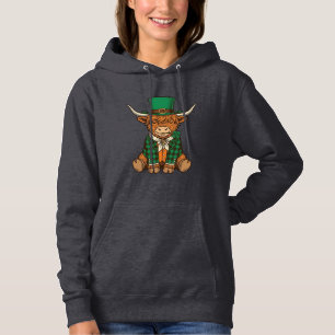 Schattige Hoogland Koe Ierse Klaver Vintage T-shir Hoodie
