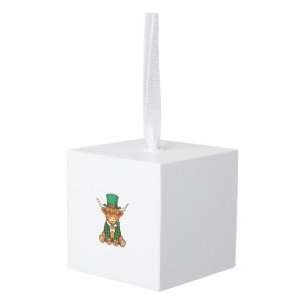 Schattige Hoogland Koe Ierse Klaver Vintage T-shir Kubus Ornament