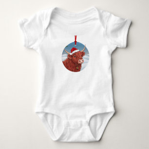 Schattige Hoogland Koe in Kerstman Hoed Baby Outfi Romper