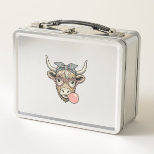 Schattige Hoogland Koe Kaugummi Vintage Vector Ont