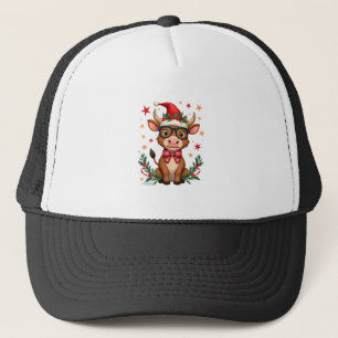 Schattige Hoogland Koe Liefhebber Kerstman Hoed We Trucker Pet