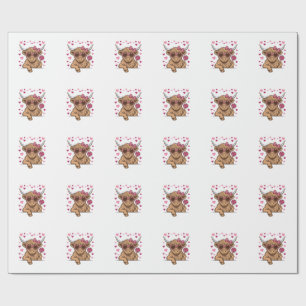 Schattige Hoogland Koe Valentijn Zonnebril Vector Cadeaupapier