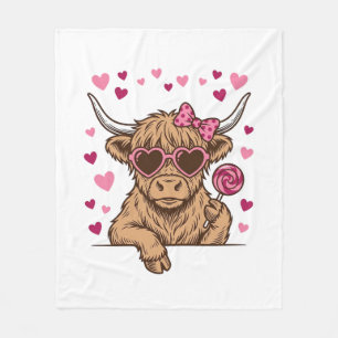 Schattige Hoogland Koe Valentijn Zonnebril Vector  Fleece Deken