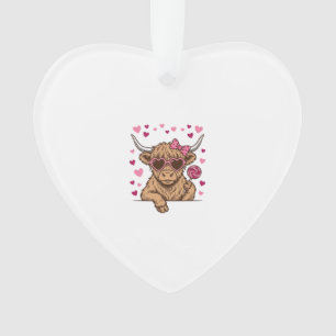 Schattige Hoogland Koe Valentijn Zonnebril Vector Ornament