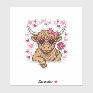 Schattige Hoogland Koe Valentijn Zonnebril Vector  Sticker