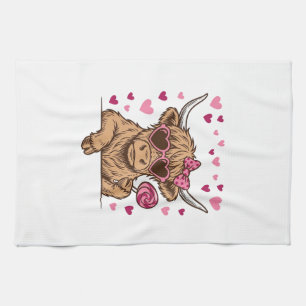 Schattige Hoogland Koe Valentijn Zonnebril Vector Theedoek