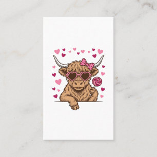 Schattige Hoogland Koe Valentijn Zonnebril Vector Visitekaartje
