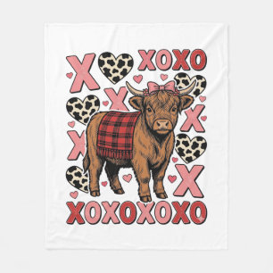 Schattige Hoogland Koe XOXO Valentijn Retro T-shir Fleece Deken