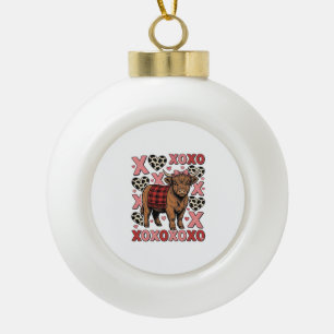 Schattige Hoogland Koe XOXO Valentijn Retro T-shir Keramische Bal Ornament