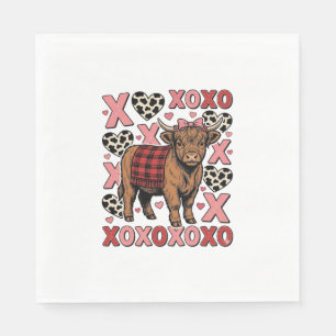 Schattige Hoogland Koe XOXO Valentijn Retro T-shir Servet