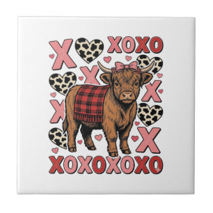 Schattige Hoogland Koe XOXO Valentijn Retro T-shir Tegeltje