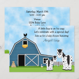 Schattige Horses and Barn Boys Baby shower Uitnodi Kaart