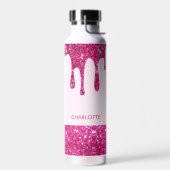Schattige hot pink glitter monogram waterfles (Links)