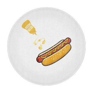 Schattige Hotdog & Mosterd Fles Snijplank