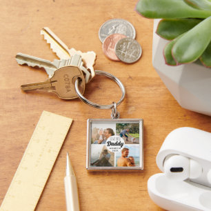 Schattige hou je 'papa' aangepaste fotocollage sleutelhanger
