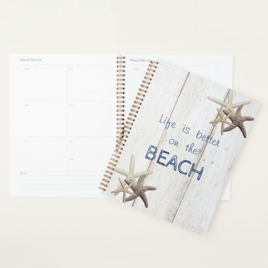 Schattige houtextuur, Starfish, strand Planner (Display)