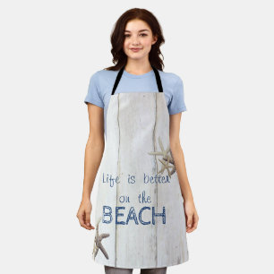 Schattige houtextuur, Starfish, strand Schort