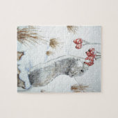 schattige houthaaien wintersneeuwscène in wild legpuzzel (Horizontaal)