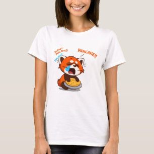 Schattige Huilende Rode Panda Houdt Van Pannenkoek T-shirt