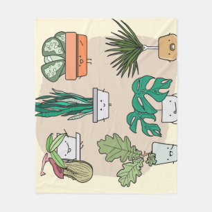 Schattige huis Planten: kleurrijke botanische. Fleece Deken