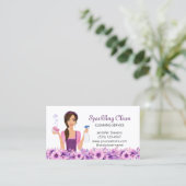 Schattige huis schoonmaakservice Maid Floral Visitekaartje (Staand voorkant)