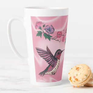 Schattige Hummingbird and Flowers Latte Mok