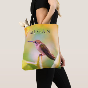 Schattige Hummingbird Custom Jouw naam Draagtas