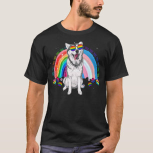 Schattige Husky Gay Pride Lgbt Regenboogvlag Zonne T-shirt