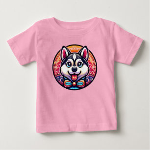 Schattige Husky Geïllustreerd in Mandala Stijl