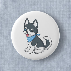 Schattige Husky Puppy Hond Ronde Button 5,7 Cm