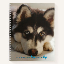 Schattige husky puppy notitieboek, full size notitieboek