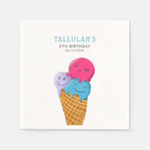 Schattige Ice Cream Cone Verjaardagsfeest Servet