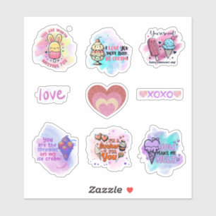 Schattige Ice Cream Fun Classroom Valentijns blad Sticker