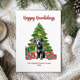 Schattige Ierse Wolfshond Hond Familie Kerstmis Feestdagenkaart