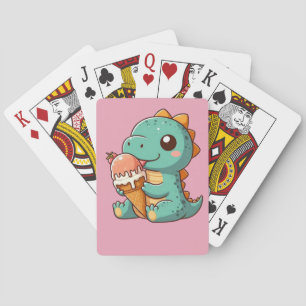 Schattige ijs etende dino pokerkaarten