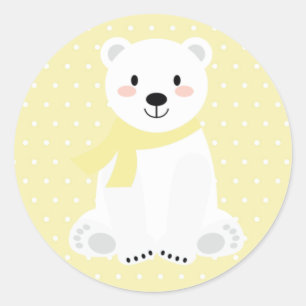 Schattige IJsbeer Baby Shower Geel Ronde Sticker