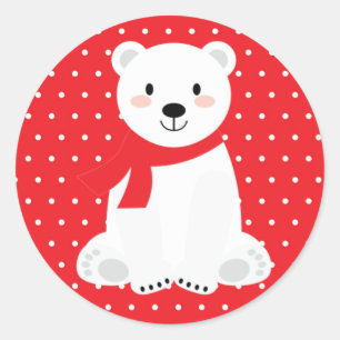 Schattige Ijsbeer Baby Shower Rood Ronde Sticker